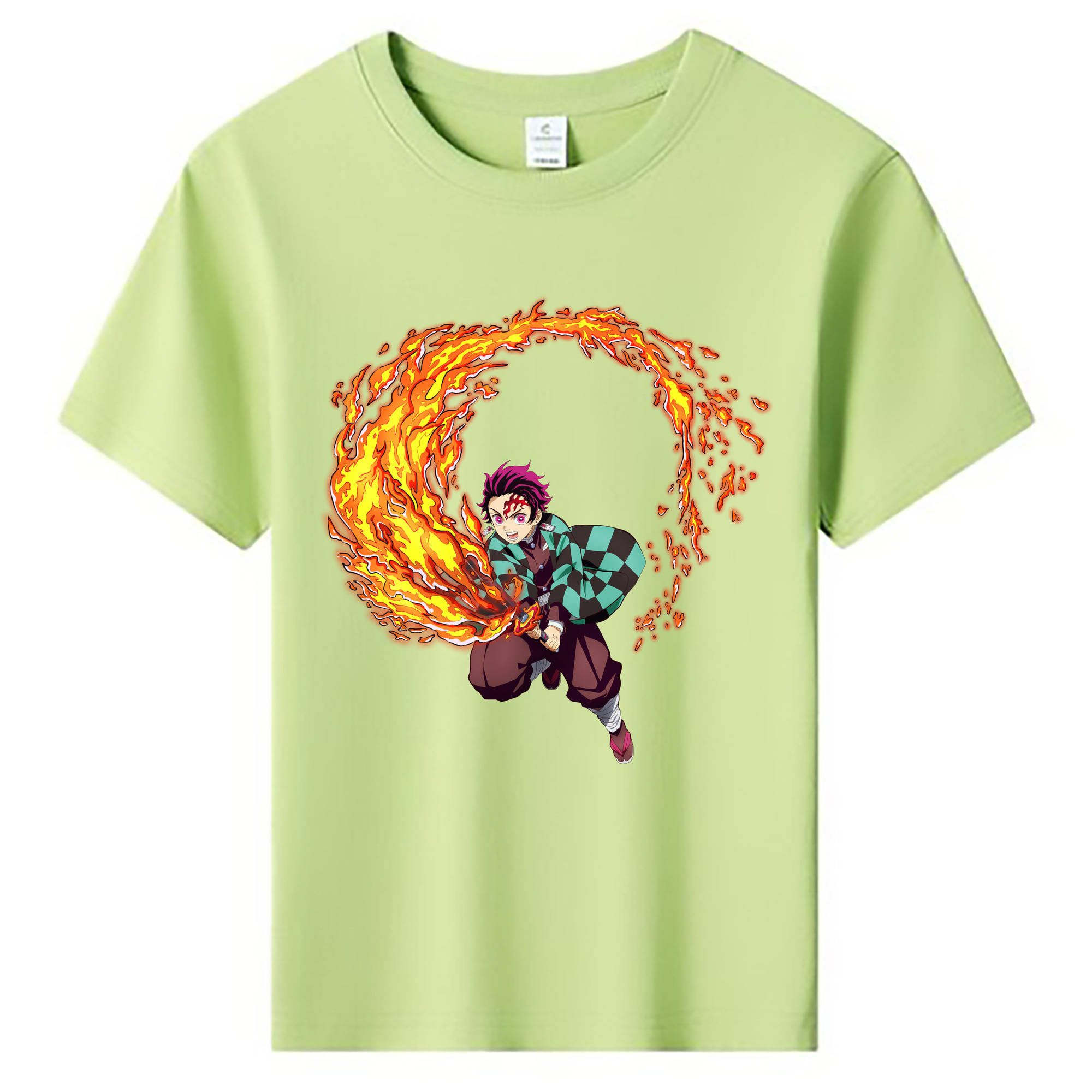 （画像用） 鬼滅の刃 竈門 炭治郎／かまど たんじろう Kamado Tanjirou 綿100％キッズTシャツ（フロントプリント）